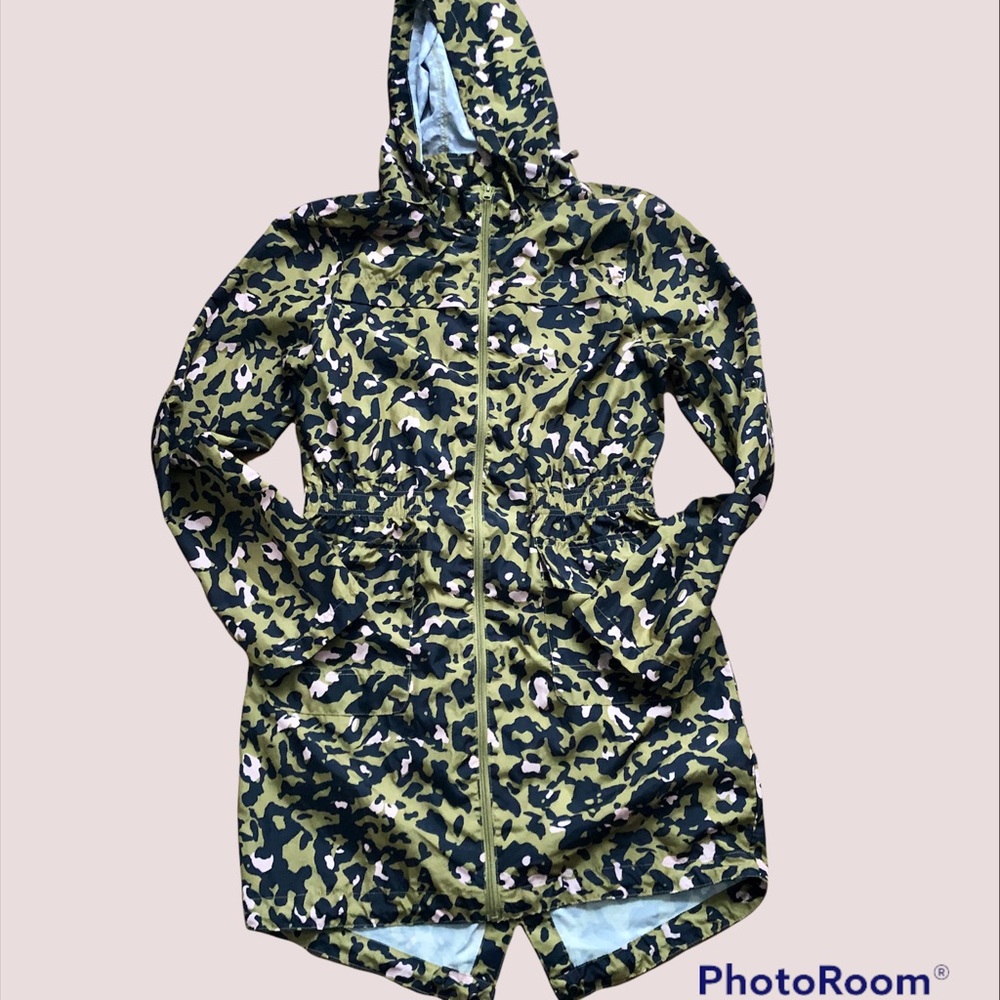 ASOS Brave Soul Festival trench woman’s Tall medium leopard green print